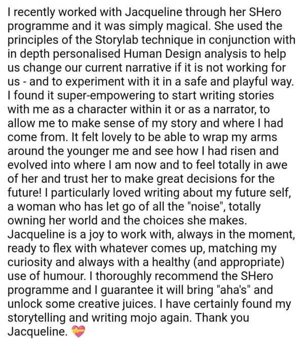 Reclaim your SHero - Jacqueline's work in Storylab